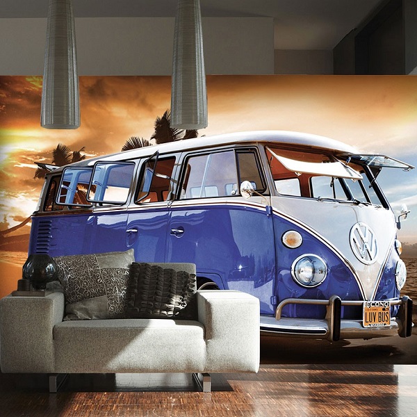 S - VW Camper Van Blue Mural