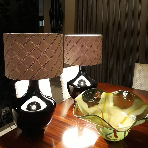 Lamp Shade with Geometric Fabric